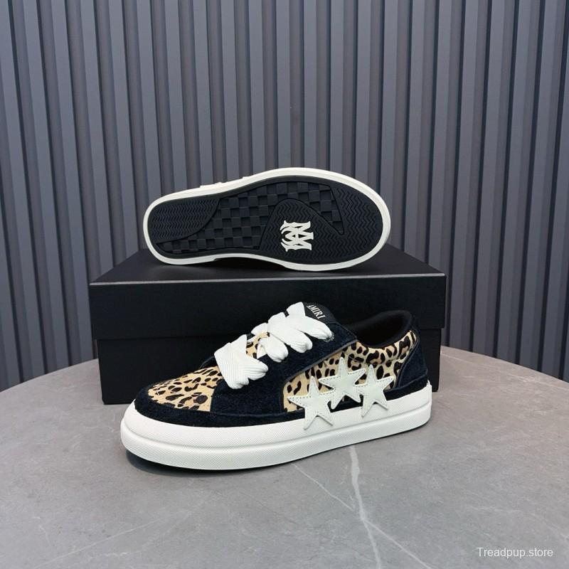 2024 Women Amiri Black Leopard Suede Leather Sneakers MJ00300