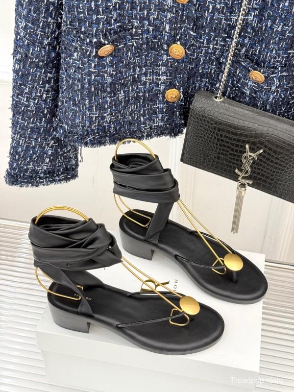 2025 Women Yves Saint Laurent Black Leather Sandal