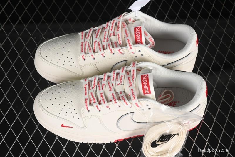 Nike SB Dunk Low Supreme Collaboration Two-Tone Beige Red Anniversary High-End Custom Low-Top Casual Skate Shoes - XX3168-191