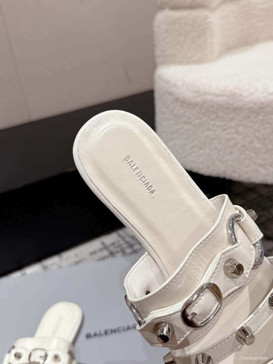 2025 Slippers Balenciaga White Leather Metal Studs KFY00289