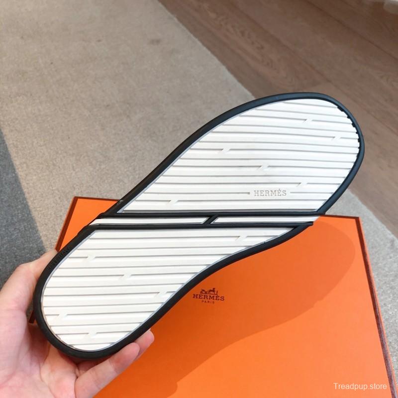 2025 Men Hermès Brown White Leather Sneakers AS00380