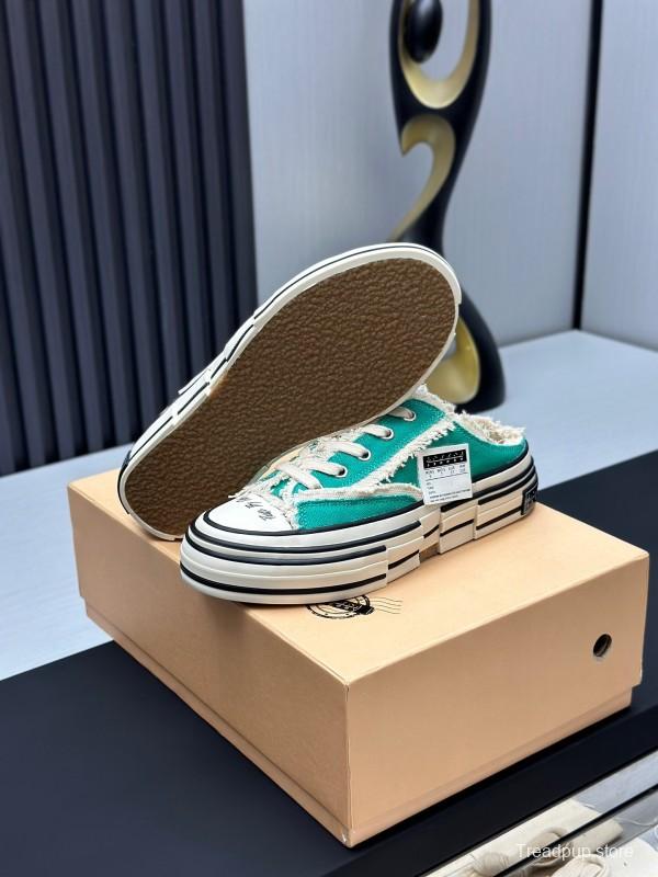 2025 Unisex XVESSEL Green White Canvas Plimsolls Vulcanized AS00240
