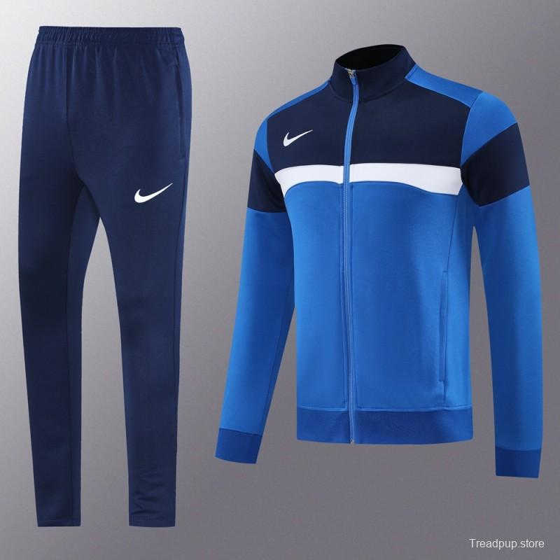 2025 Nike Blue/Black Full Hoodie Zipper Jacket +Long Pants