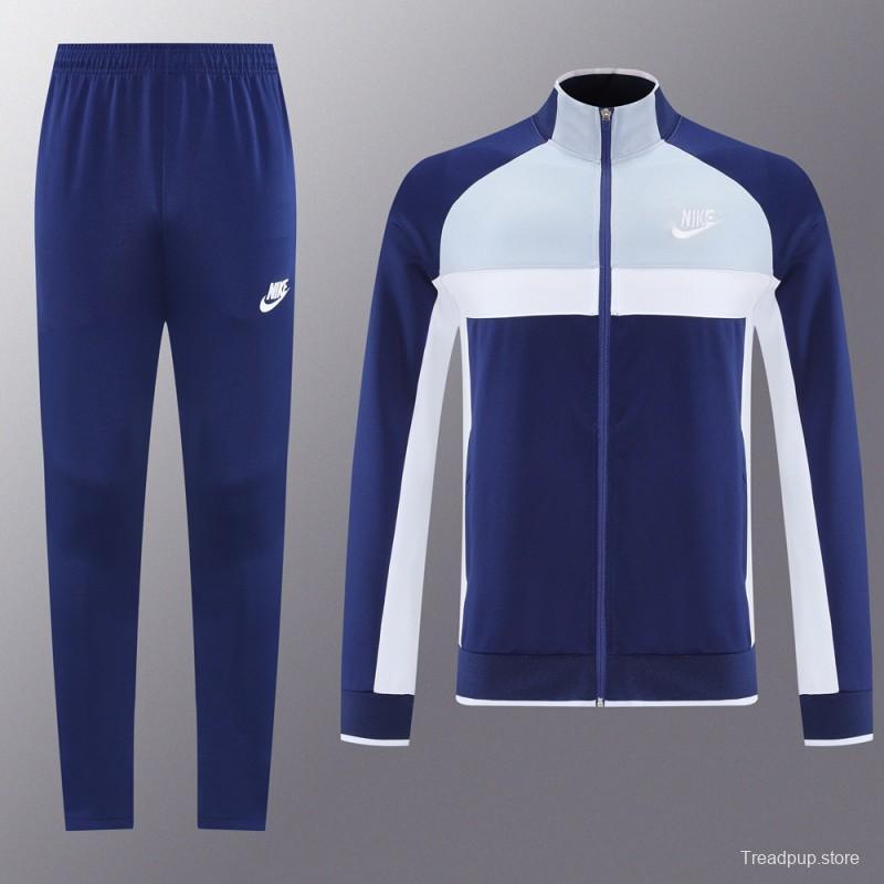 2025 Nike Grey/Navy Full Hoodie Zipper Jacket +Long Pants