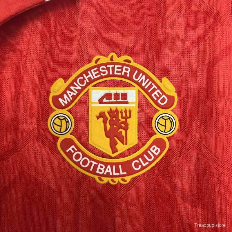 92/94 Retro Long Sleeve Manchester United Home Jersey