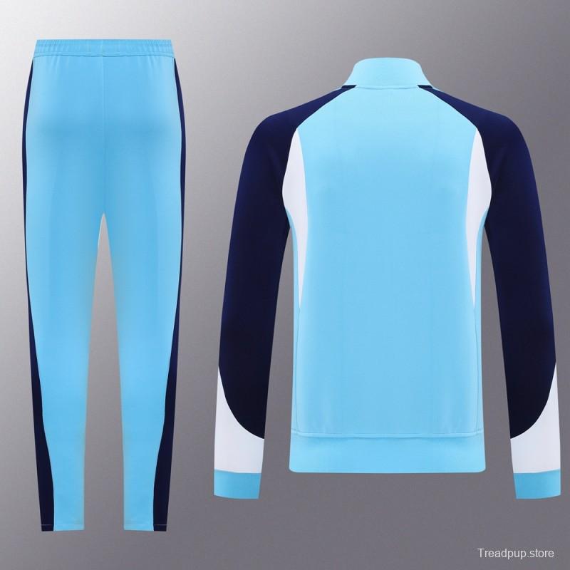 2025 Nike Air Tracksuit Set - Light Blue with Navy Accents Full Zipper Jacket + Long Pants