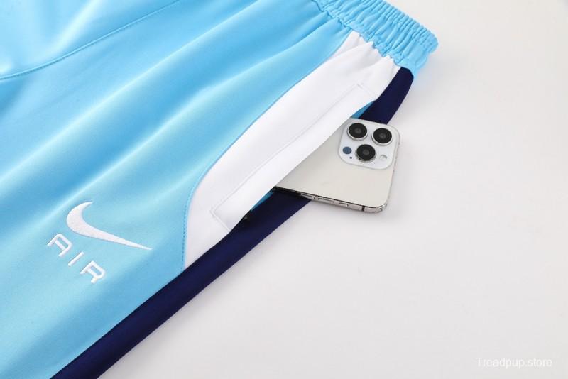 2025 Nike Air Tracksuit Set - Light Blue with Navy Accents Full Zipper Jacket + Long Pants