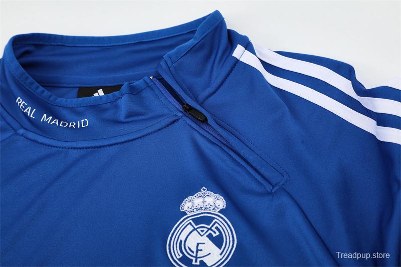 Retro 13/14 Real Madrid Color Blue Half Zipper Jacket