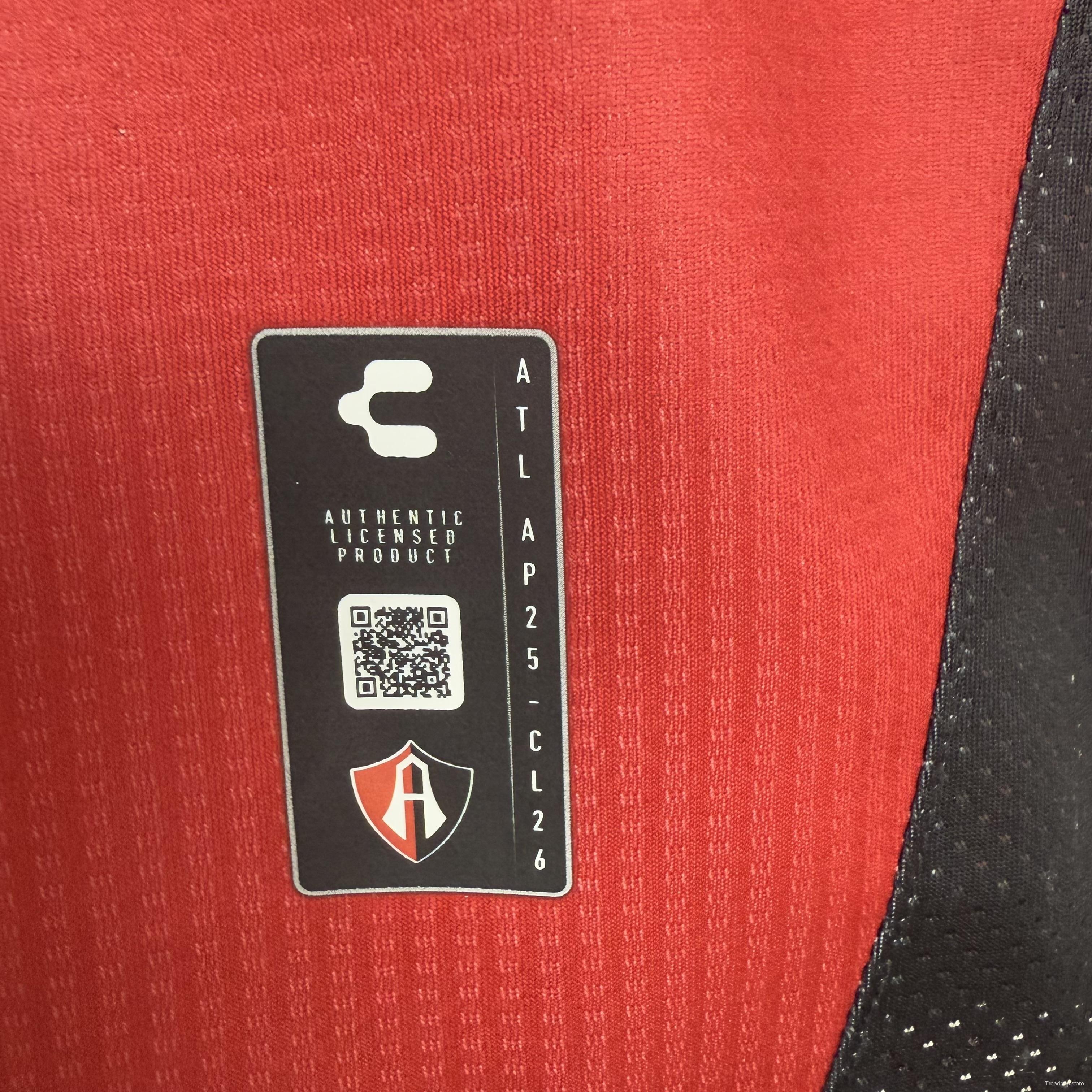 Player Version 25/26 Atlas FC  Home Red & Black Vertical Stripes Jersey