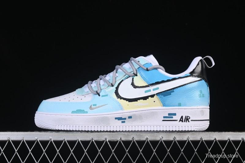 Nike Air Force 1'07 Low Hand-drawn Graffiti Electric Blue Tone Casual Sneakers - FB8917-300