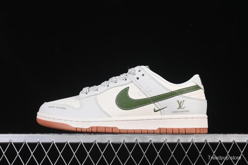 Nike SB Dunk Low LV Collaboration Matcha Green Gum Sole Anniversary High-End Custom Low-Top Casual Skate Shoes - JP1628-032