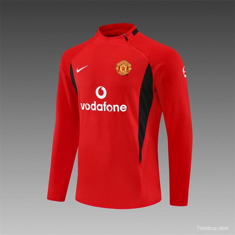 Retro 02/03 Manchester United Red Half Zipper Jacket