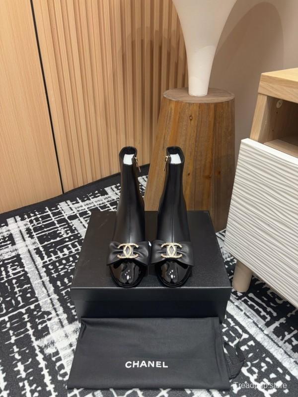 Chanel 2025 SS Bow CC Crystal Buckle Ankle Boots - LY00340/LY00350