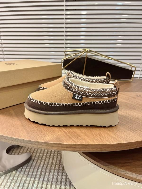 UGG Ethnic Tazz Series Thickened Height-Increasing Slip-On Fur Shoes - MJ00220