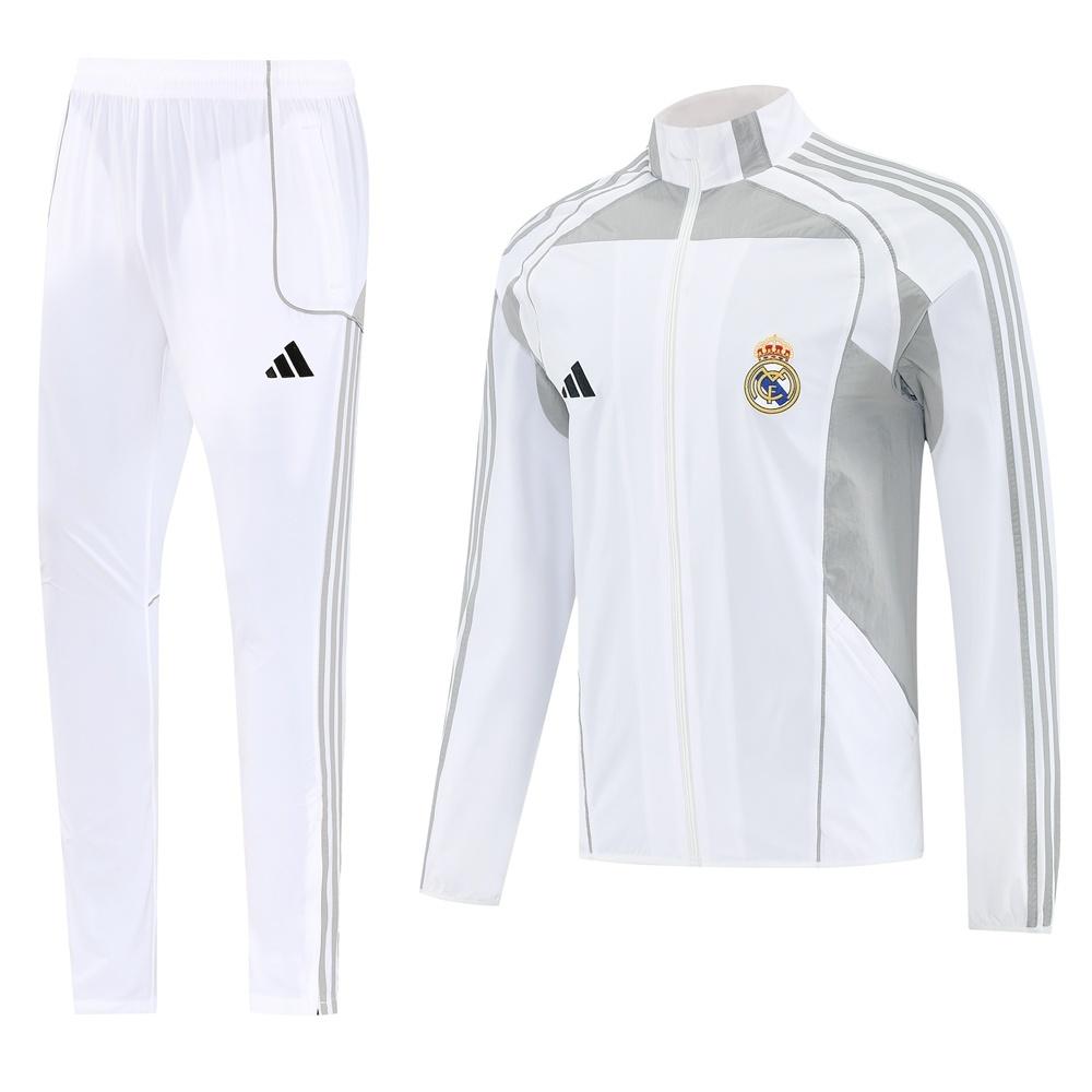 25/26 Real Madrid White Half Zipper Jacket+Long Pants S-3XL