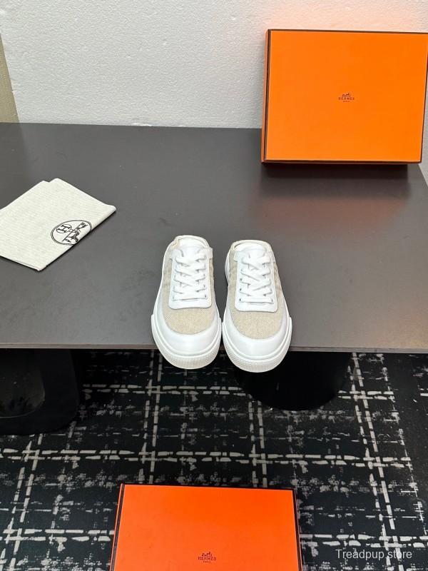 Hermès Deep Series Couple White Sneakers Casual Skate Shoes - AS00320