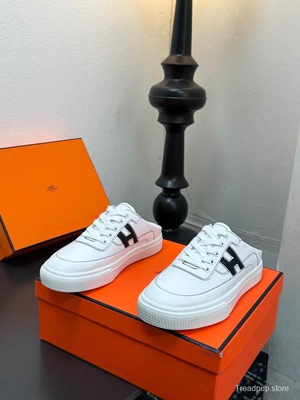 Hermès Deep Series Couple White Sneakers Casual Skate Shoes - AS00320