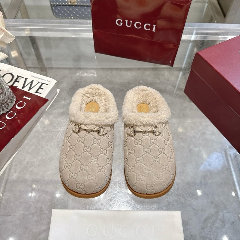 Gucci 2022/SS Women's Suede Leather Horsebit Wool Loafers - LY00260