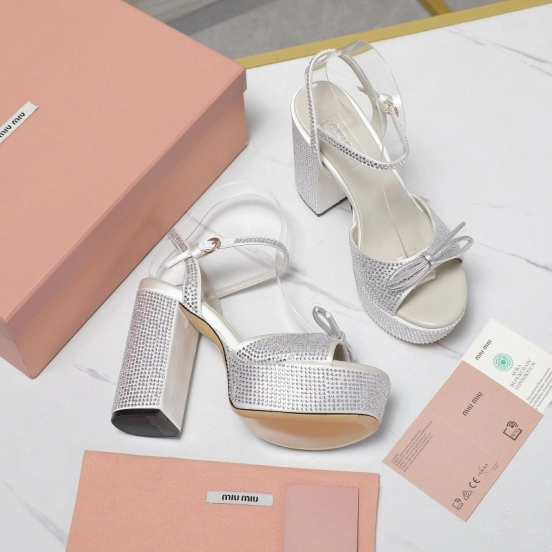 MIUMIU Bling Bling Swarovski Crystal Sandals with 11.5cm Heel - KFY00340