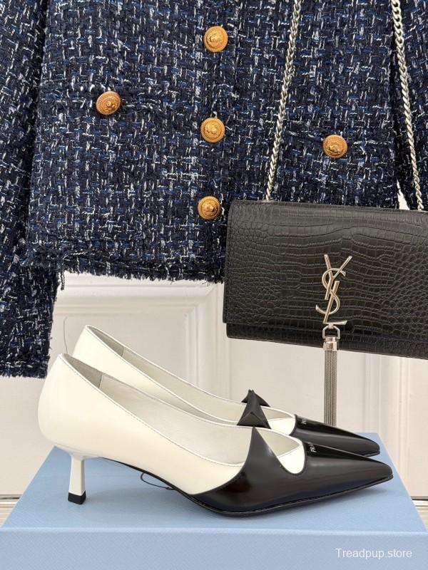 PRADA 2025/SS Catwalk Pointed Toe Kitten Heel Single Shoes - KFY00310