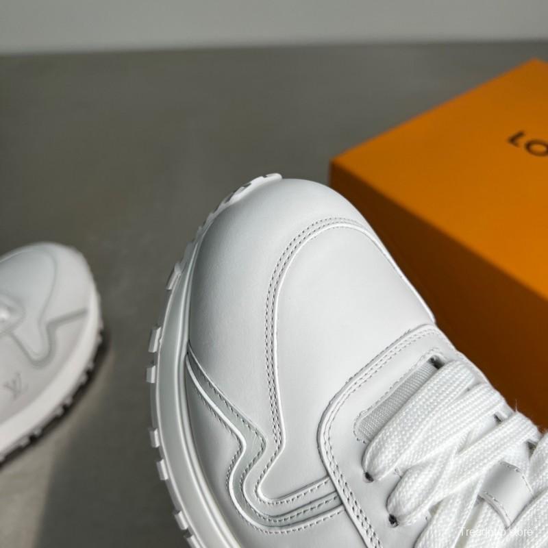 Lv Leather Round Toe Lace-Up Flat Low Top Casual Lifestyle Shoes - YC