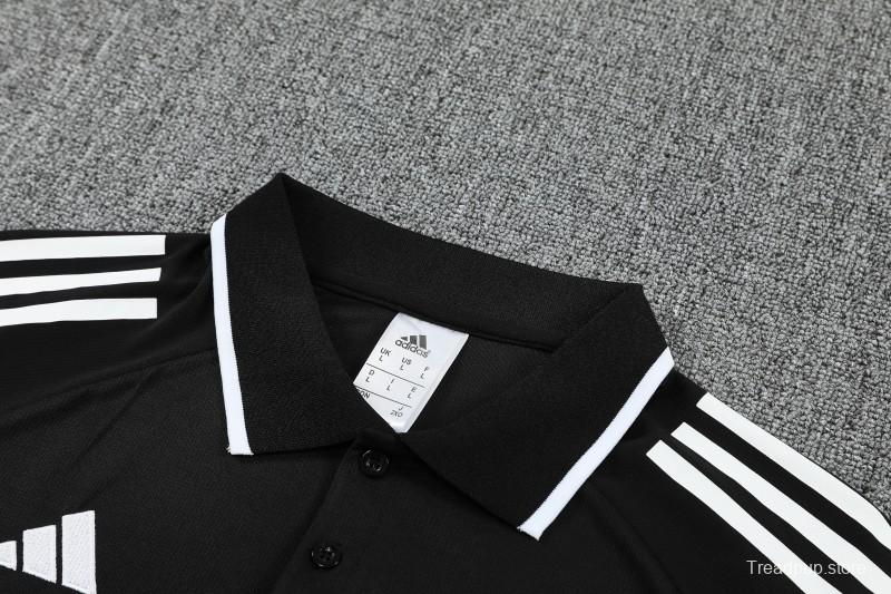 26/27 Real Madrid Black Polo Training Shirt + Long Pants Tracksuit