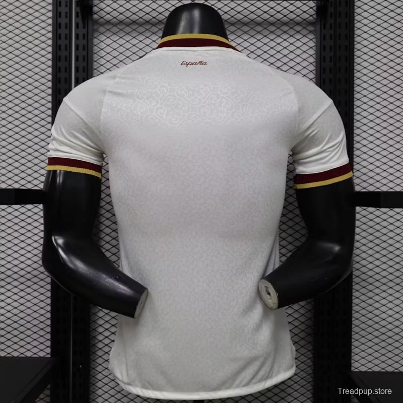 Player Version 2026 Spain  White with Burgundy & Gold Detail Away Jersey