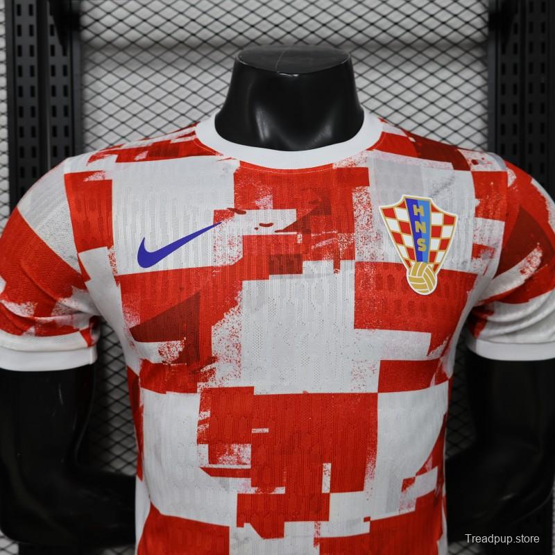 Player Version 2026 Croatia Home Red White with Checkerboard Pattern Jersey