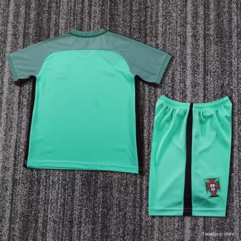 Retro Kids 2016 Portugal Away Green Jersey