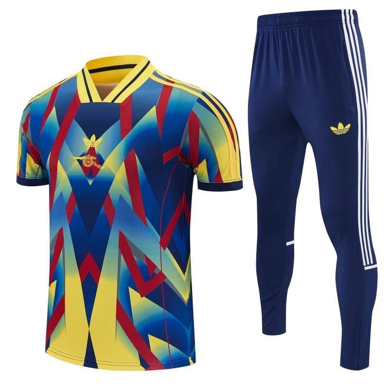 26/27 Arsenal Yellow Blue Red Geometric Multicolor Short Sleeve Tracksuit + Long Pants