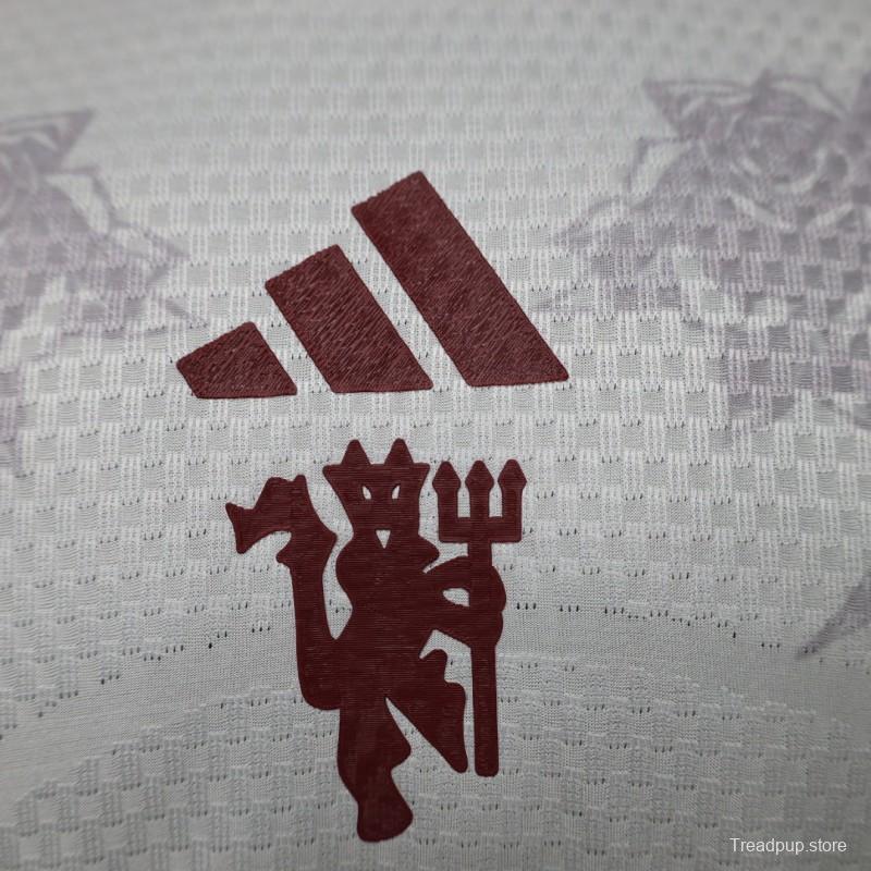 Player Version 26/27 Manchester United Away Grey White Rose   Special Edition Jersey