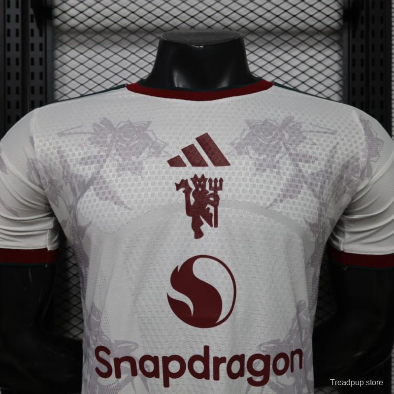 Player Version 26/27 Manchester United Away Grey White Rose   Special Edition Jersey