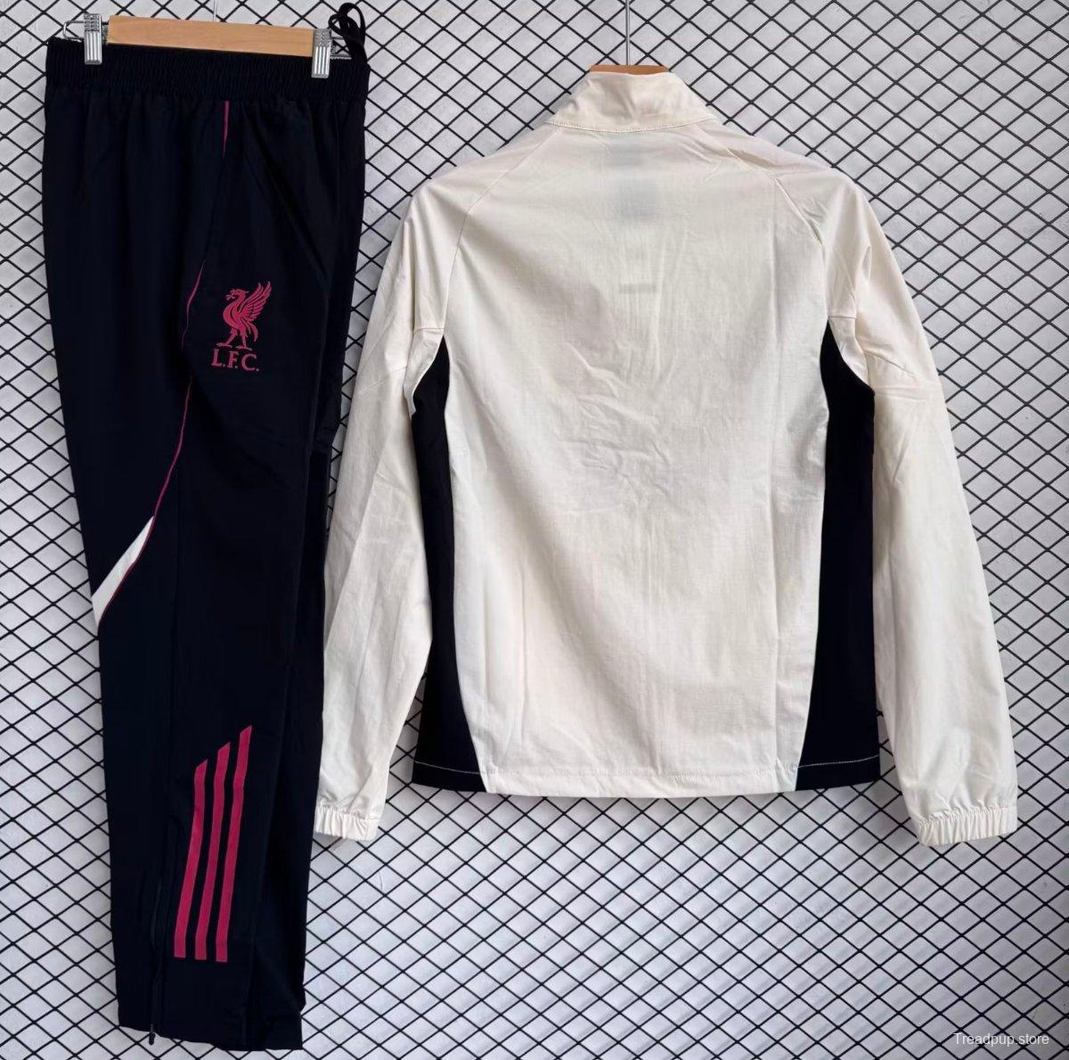 25/26 Liverpool White with Black Full zipper Jacket Tracksuit+ long pants