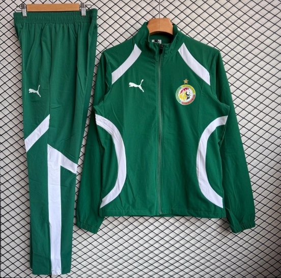 25/26 Senegal National Team Green Full zipper Jacket Tracksuit+ long pants