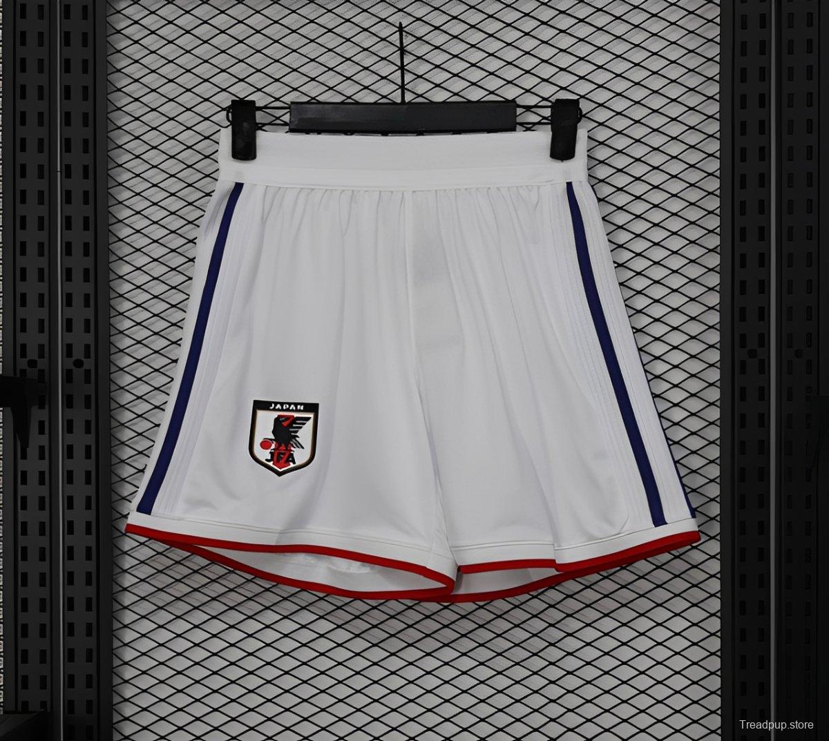 2026 Player Version Japan White with Navy Blue Stripes Shorts