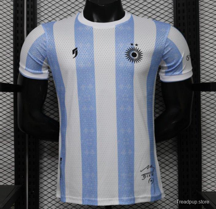 Player Version 2027 Argentina Home White & Light Blue Stripe Maradona Tribute Jersey